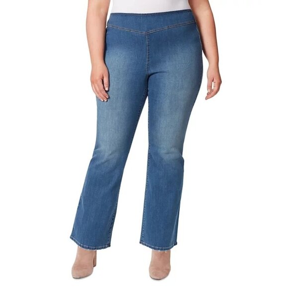 Jessica Simpson Trendy Pull-On Flare Jeans BLUE Plus Size 14W MSRP $80 - Picture 1 of 2